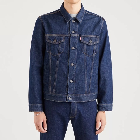 Levi’s Denim Trucker Jacket in Rockridge - Blue (Dark Denim) - Picture 1 of 5
